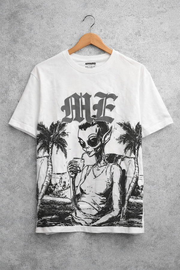 Alien Graphic Cotton T-Shirt – White